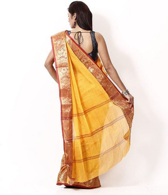 

Purabi Woven Tant Handloom Cotton Saree(Yellow)