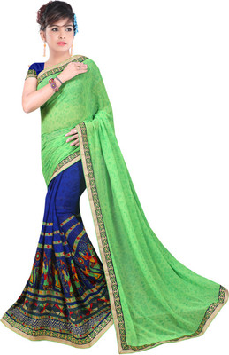 

Avaran fashion Printed Bollywood Chiffon Saree(Black), Pink