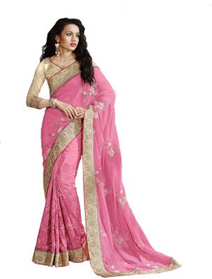 

Aesha Embellished Fashion Georgette Saree(Pink)