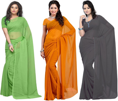 

Multi Retail Solid Bollywood Georgette Saree(Pack of 3, Multicolor)
