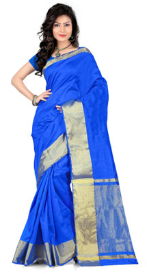 TEHRIN Solid Fashion Art Silk Saree(Dark Blue)