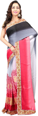 

Hawai Embroidered Fashion Georgette Saree(Red, Black)