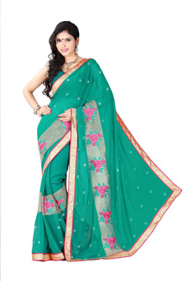 

Khushali Embroidered Fashion Chiffon Saree(Green)