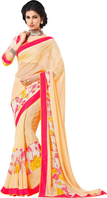 

Brijraj Printed Fashion Georgette Saree(White), Cream