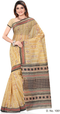 

Indianbeauty Striped, Printed Fashion Cotton Saree(Beige)