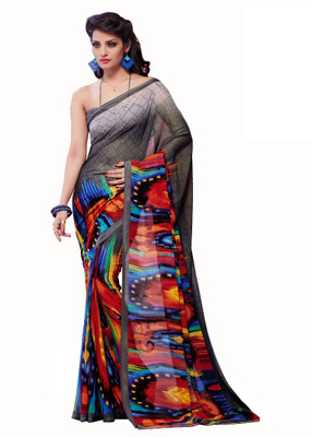 

Khushali Self Design, Printed Fashion Georgette Saree(Grey, Multicolor)