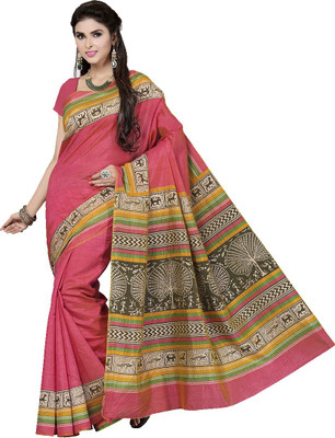 

Rani Saahiba Printed Fashion Art Silk Saree(Pink)
