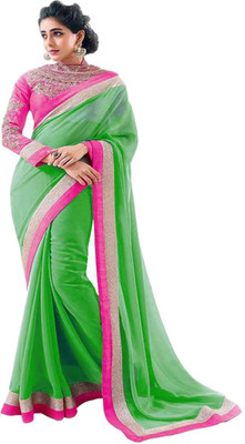 

Dancing Girl Embroidered Bollywood Georgette Saree(Green)