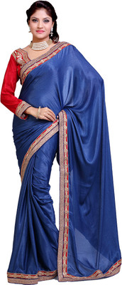 

Ishin Embellished Fashion Satin Saree(Blue)