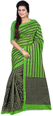 

Kesar Sarees Printed Bhagalpuri Art Silk Saree(Green)