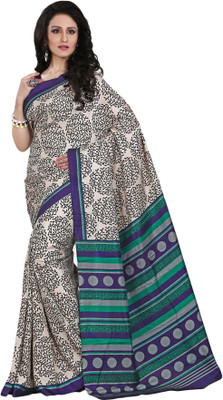 

Sunaina Printed Mysore Art Silk Saree(White)