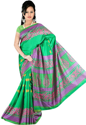 

Khushali Printed Fashion Tussar Silk Saree(Green)