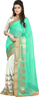 

Jiya Self Design, Embroidered, Embellished Fashion Georgette, Jacquard Saree(Light Green, White)