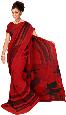 

Vardan Prints Printed Bollywood Georgette Saree(Red, Black), Black;red