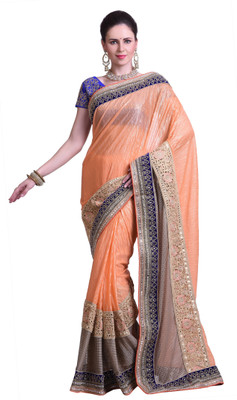 

Chirag Sarees Embellished Fashion Synthetic Georgette Saree(Orange), Peach