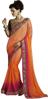 

Desi Butik Self Design Fashion Crepe Saree(Orange)