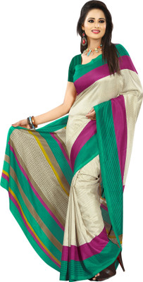 

Urban Vastra Chevron Fashion Raw Silk Saree(Beige), Cream