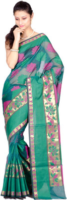 

Chandrakala Self Design Banarasi Cotton Saree(Multicolor), Green