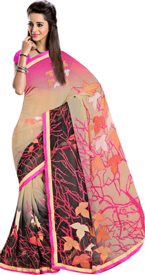 

Jiya Self Design, Printed Fashion Georgette Saree(Beige, Multicolor)