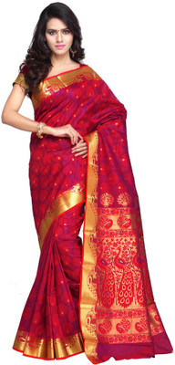 

Manthan Printed Daily Wear Art Silk Saree(Red, Yellow), Red & gold