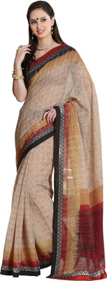 

V And V Shop Printed Fashion Handloom Cotton Saree(White), Cream
