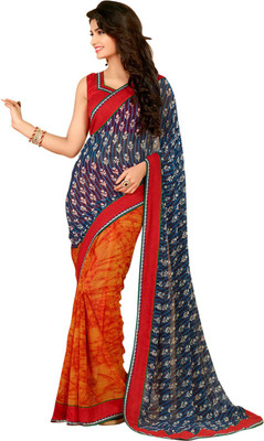 

Saara Printed Fashion Georgette Saree(Orange, Blue)