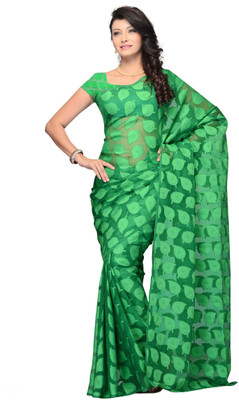 

JTInternational Self Design Fashion Jacquard Saree(Green, Beige), Beige;green