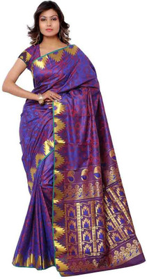 

Saara Self Design Fashion Silk Saree(Purple, Pink), Purple and pink