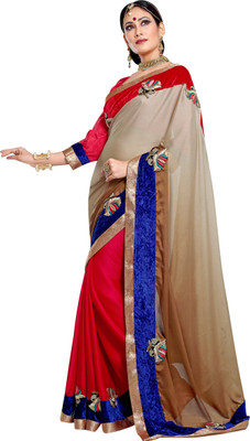 

Brijraj Embellished Fashion Georgette Saree(Brown, Pink)