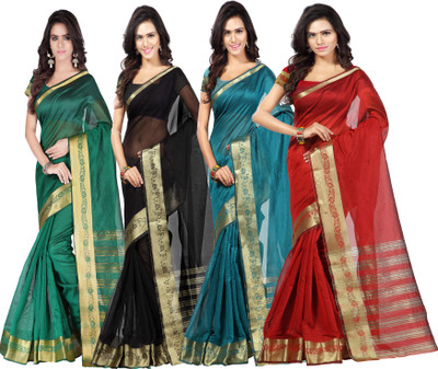 

Weavedeal Solid Banarasi Chanderi Saree(Pack of 4, Multicolor)