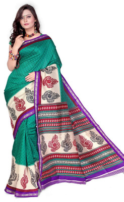 

Cenizas Printed Fashion Crepe Saree(Multicolor), Green