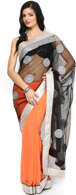 

AVR FASHIONS Embroidered Bollywood Georgette Saree(Orange)