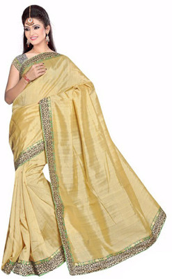 

Mathura Printed Paithani Polycotton Saree(Beige, Black)