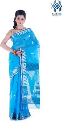 

Tantuja Woven Tangail Cotton Saree(Blue)