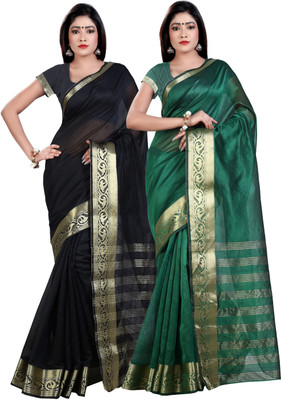 

Weavedeal Solid Banarasi Chanderi Saree(Pack of 2, Multicolor)