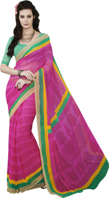 

Khushali Self Design, Printed Fashion Georgette Saree(Pink, Light Green), Light green;pink