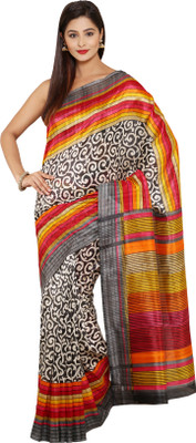 Satrang Printed Daily Wear Cotton Slub Saree(Multicolor)