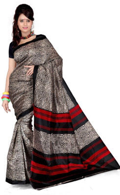 

Cenizas Printed Fashion Crepe Saree(Multicolor), Black
