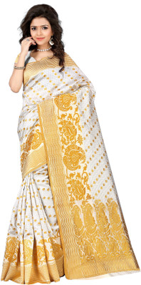 

Weavedeal Embellished Kanjivaram Silk Cotton Blend Saree(White)