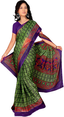 

Vardan Prints Printed Bollywood Chiffon Saree(Green, Blue), Blue;green