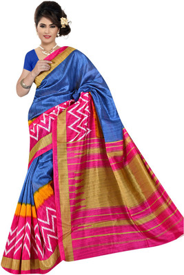 Parisha Printed Daily Wear Art Silk Saree(Blue, Multicolor), Blue & multi