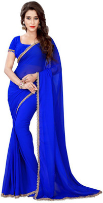 

Desi Butik Embroidered Fashion Chiffon Saree(Blue)