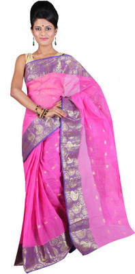 

Hawai Self Design Fashion Handloom Cotton Saree(Pink)