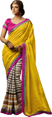 

Saara Printed Fashion Silk Saree(Yellow)