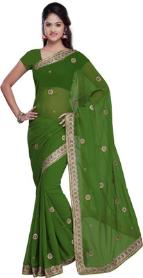

Desi Butik Embroidered Fashion Art Silk Saree(Green)