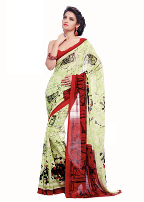 

Khoobee Self Design, Printed Fashion Georgette Saree(Red, Multicolor), Multicolor;red