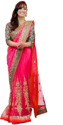 

Aksh Fashion Self Design Bollywood Net Saree(Pink)