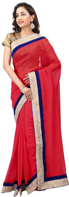 

Hawai Embroidered Fashion Chiffon Saree(Red)
