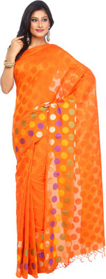 

Kataan Bazaar Woven Banarasi Handloom Cotton Saree(Orange)
