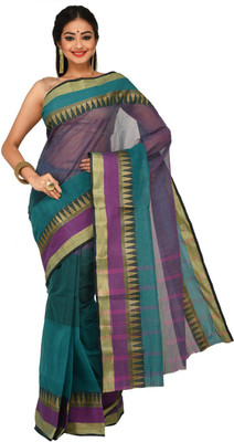 

Sangam Kolkata Embellished Fashion Handloom Cotton Saree(Green)
